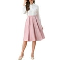 thumbnail image 2 of INSPIRE CHIC Women's Skirt High Waist A Line Flare Pleated Midi Skirts XS Pink, 2 of 6