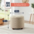 thumbnail image 2 of Ornavo Home Donovan Round Tufted Linen Storage Ottoman Foot Rest Stool Seat with Removable Lid - Beige, 2 of 7
