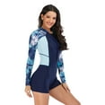 Rash Guard Swimwear for Women 1Piece Long Sleeve Swimsuit Zipper Front