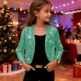 thumbnail image 4 of ATOGUTA Sequin Jacket For Girls Kids Sequin Long Sleeved Casual Jacket Shawl Cardigan Coat Size 4T-14 Mint Green, 4 of 6