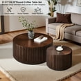 thumbnail image 3 of Gexpusm Round Coffee Table Set of 2, Handcraft Nesting with Small End Table for Living Room, Apartment,Solid Wood , Chocolate, 3 of 7