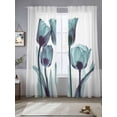 thumbnail image 2 of Abstract Green Sheer Curtains 96 inches Long 2 Panels Set Tulip Ray White Tiers Sheers Rod Pocket Small Window Short Curtains for Kitchen Cafe, Each 52" W x 96" L, 2 of 7