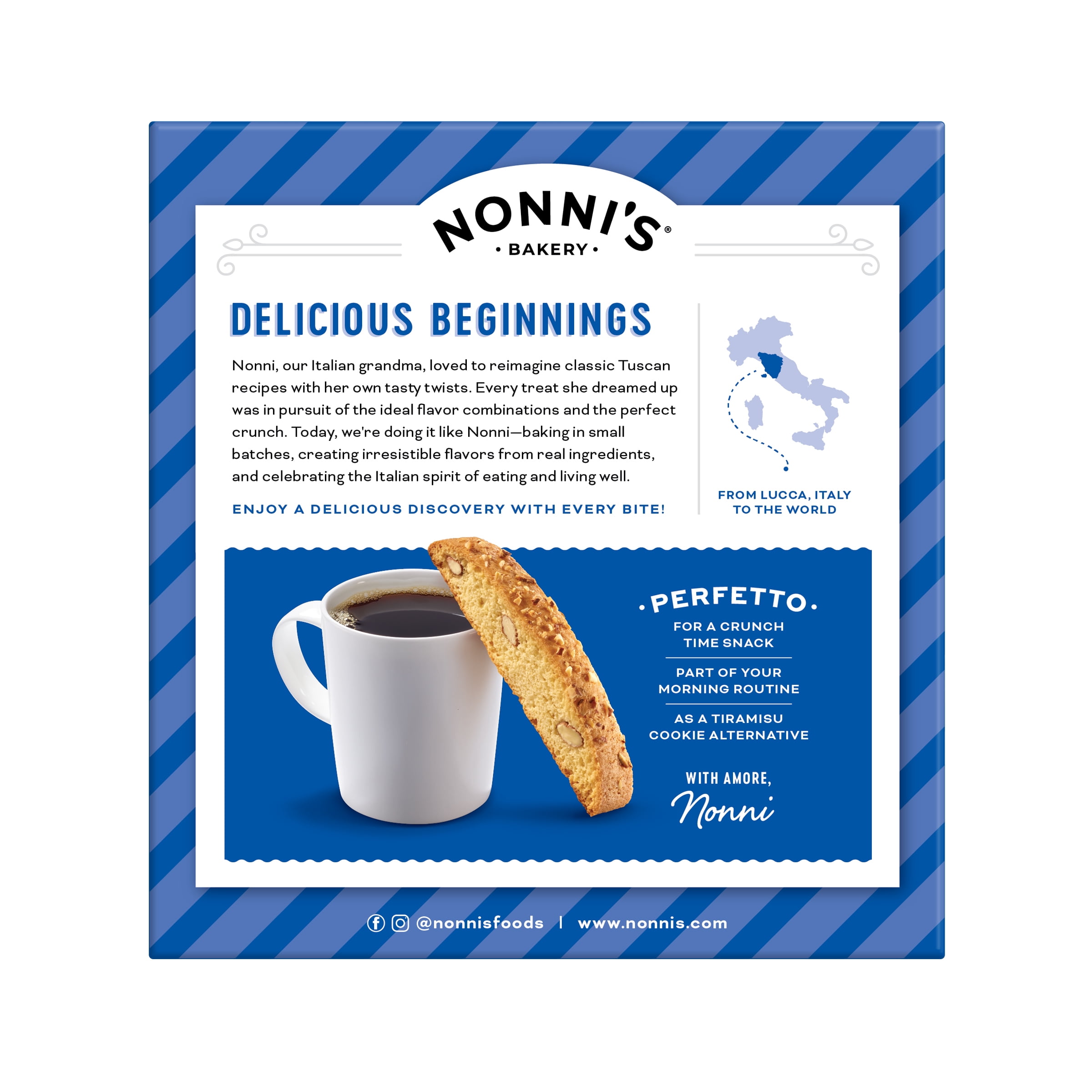 Nonni's, Originali Biscotti, Almond Cookie, 5.52 oz (156g), 8 Ct, Individually Wrapped & Ready to Eat (Pack of 6)