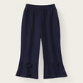 thumbnail image 2 of DHFJKG Girls Ribbed Knit Flare Pants With Bow Detail Solid Color Stretchy Trousers For Spring Fall Winter Elastic Waist Leisure Pants, 2 of 3