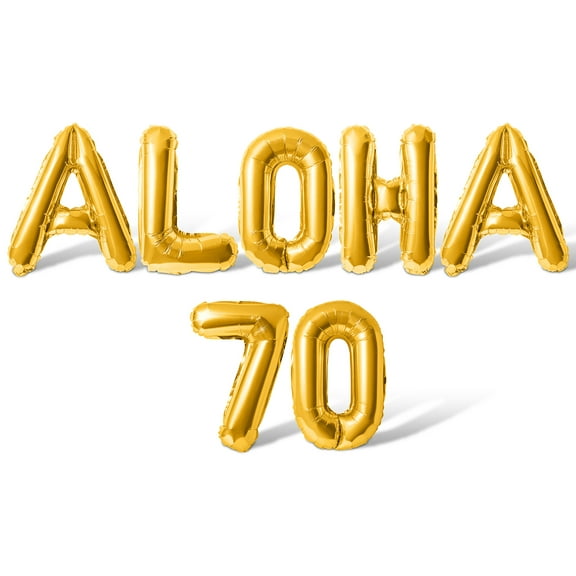 Letter Balloons - ALOHA 70 16" Inch Alphabet Letters Foil Mylar Balloon 70th Birthday Party Banner (Gold)