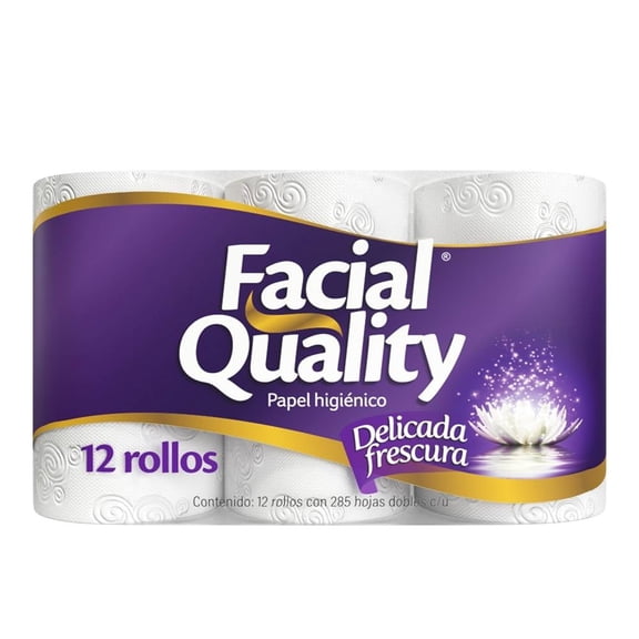 Papel higiénico Facial Quality 12 rollos con 285 hojas dobles c/u