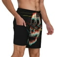 thumbnail image 3 of Daiia Glitch Screaming Skull Mens Swim Trunks Swim Shorts Quick Dry Swim Shorts with Mesh Lining Pockets-X-Large, 3 of 9