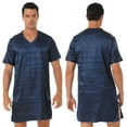 thumbnail image 5 of Lejafay Men's Nightshirt Soft Loose Pajama Sleep Shirt Nightwear Short Sleeve Nightgown V-Neck Navy Blue XXL, 5 of 6
