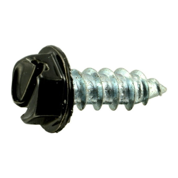 #8 x 1/2" Black Painted Slotted Hex Washer Head Sheet Metal Screws (40 pcs.)