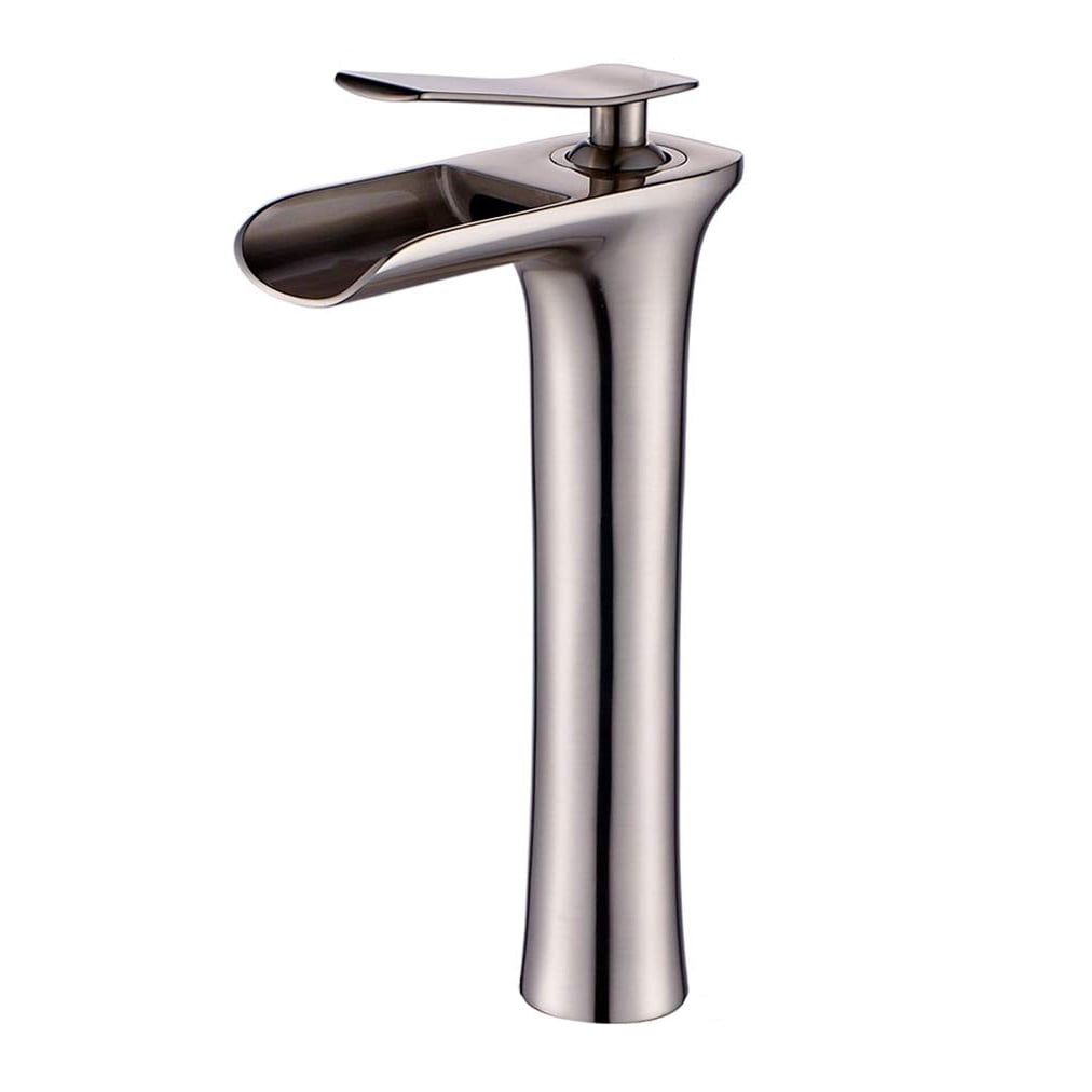 Wovier Brushed Nickel Waterfall Bathroom Sink Faucet with Supply Hose