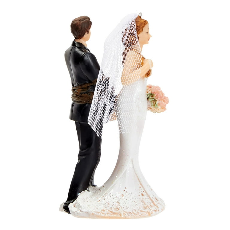 Juvale Wedding Cake Topper - Bride Tied Up Groom Figurines - Fun Wedding Couple Figures Decorations Gifts -2.6 x 4.6 x 2.3 Inches