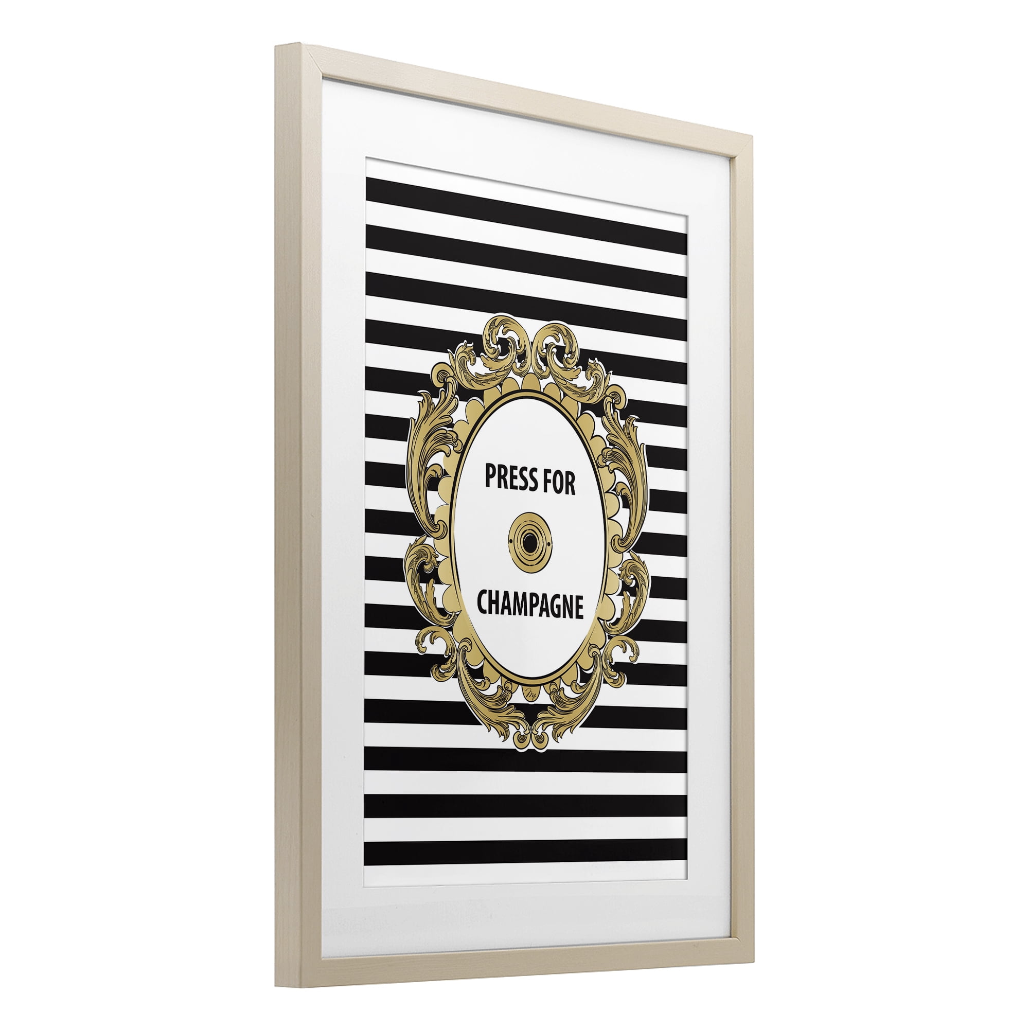 Stupell Industries Press For Champagne Celebration Birch Framed Print Under Glass, design by Martina Pavlova