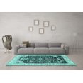 thumbnail image 3 of Ahgly Company Indoor Round Persian Turquoise Blue Traditional Area Rugs, 4' Round, 3 of 4