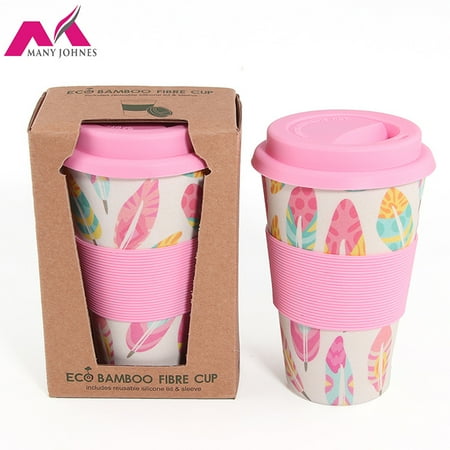 

Homeex 400ml Portable Practical Reusable Bamboo Cup Pink