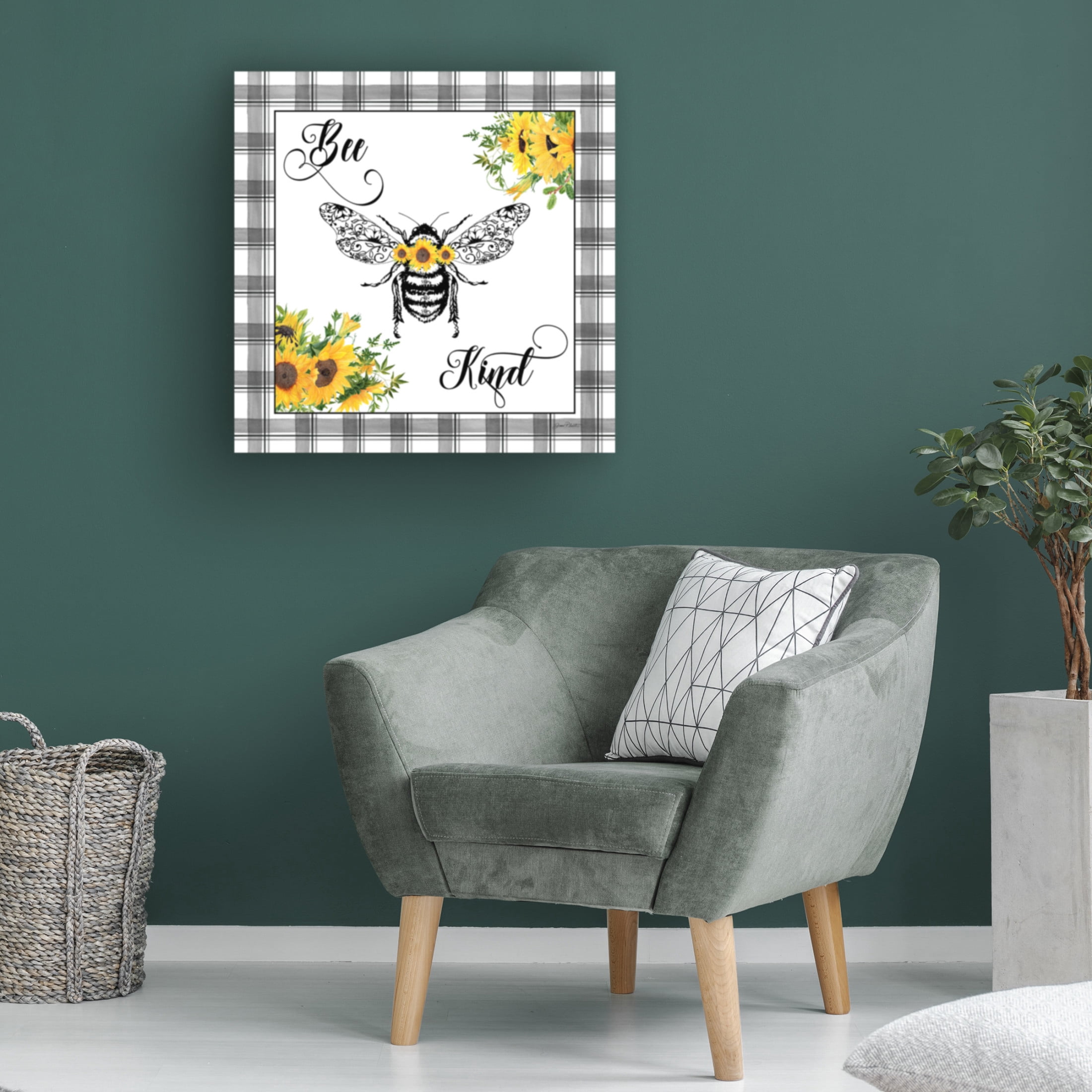 Canvas Wall Art - Jean Plout 'Lovely Plaid Sentiments D' Wall Art for Living Room, Bedroom, or Office Décor by Trademark Fine Art - 18 x 18 Inches