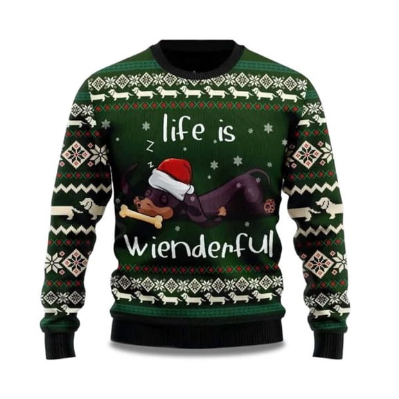 2025 Dachshund Life Is Wienderful 3D Christmas Sweater