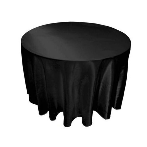 25 Pack 132" Inch round Satin Tablecloth 21 COLORS Table Cover Wedding Banquet", Black