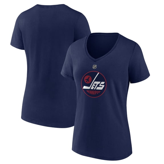Women's Navy Winnipeg Jets Alternate Logo V-Neck T-Shirt