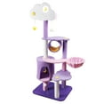 thumbnail image 2 of Sennaux 59" Cat Tree Condo with Scratching Post Tower Hammock Cats Bed Furniture, Purple, 2 of 9