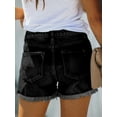 thumbnail image 5 of ONLYSHE Women's High Waist Ripped Denim Shorts Frayed Raw Hem Distressed Stretch Jeans with Pocket, 5 of 7