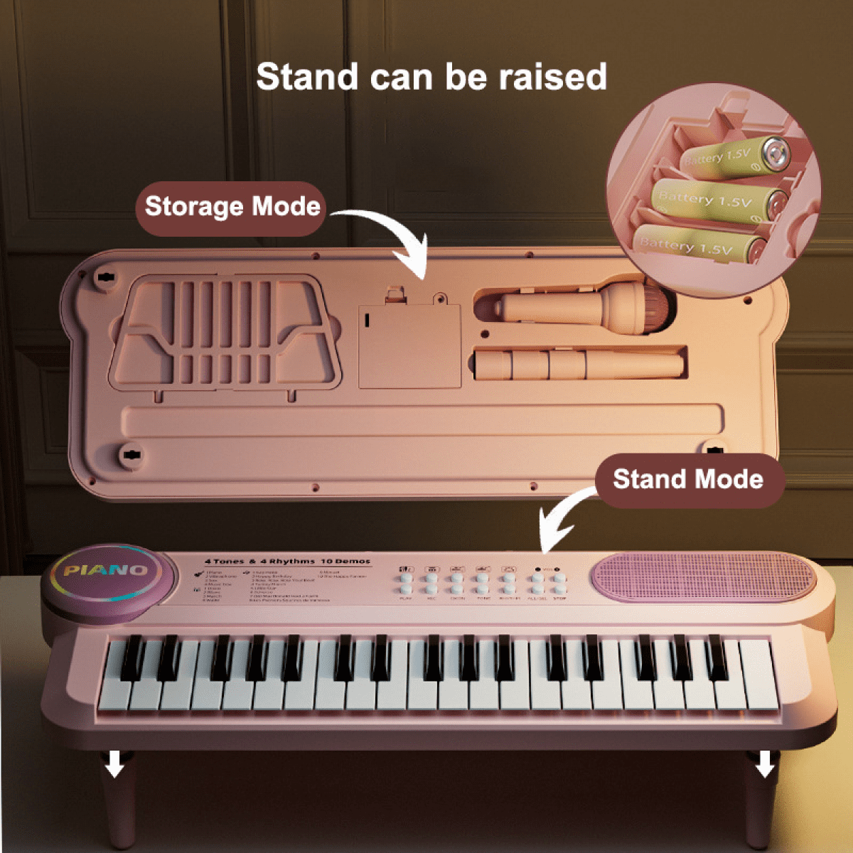 Electric Piano Keyboard for Girls, Portable Music Instruments with Microphone for Kids Christmas Birthday Gifts(Red)