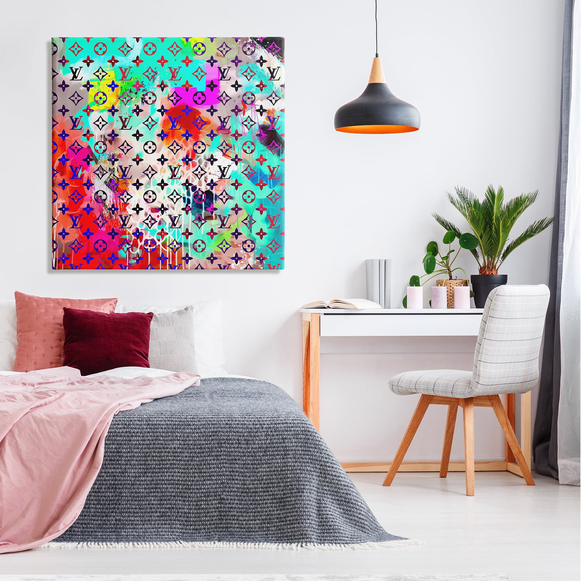 Stupell Industries Urban Glam Logo Pattern Abstract Painting Gallery Wrapped Canvas Print Wall Art, 36 x 36
