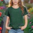 thumbnail image 2 of Taqqpue Girls Short Sleeve T Shirts Kids Casual Crewneck Summer Tops Loose Solid Cute Comfy Basic Shirts 3-14 Years, 2 of 9