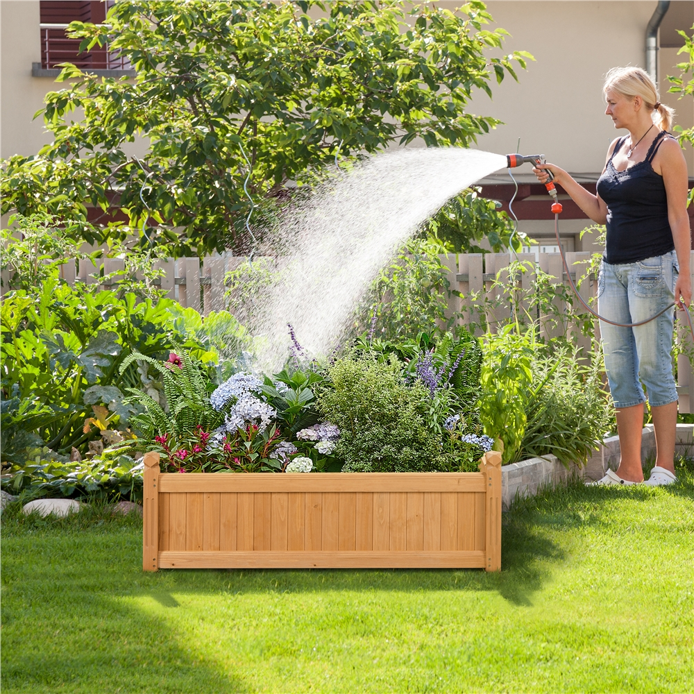 Renwick Wood Rectangular Garden Planter for Yard/Greenhouse, Light Brown