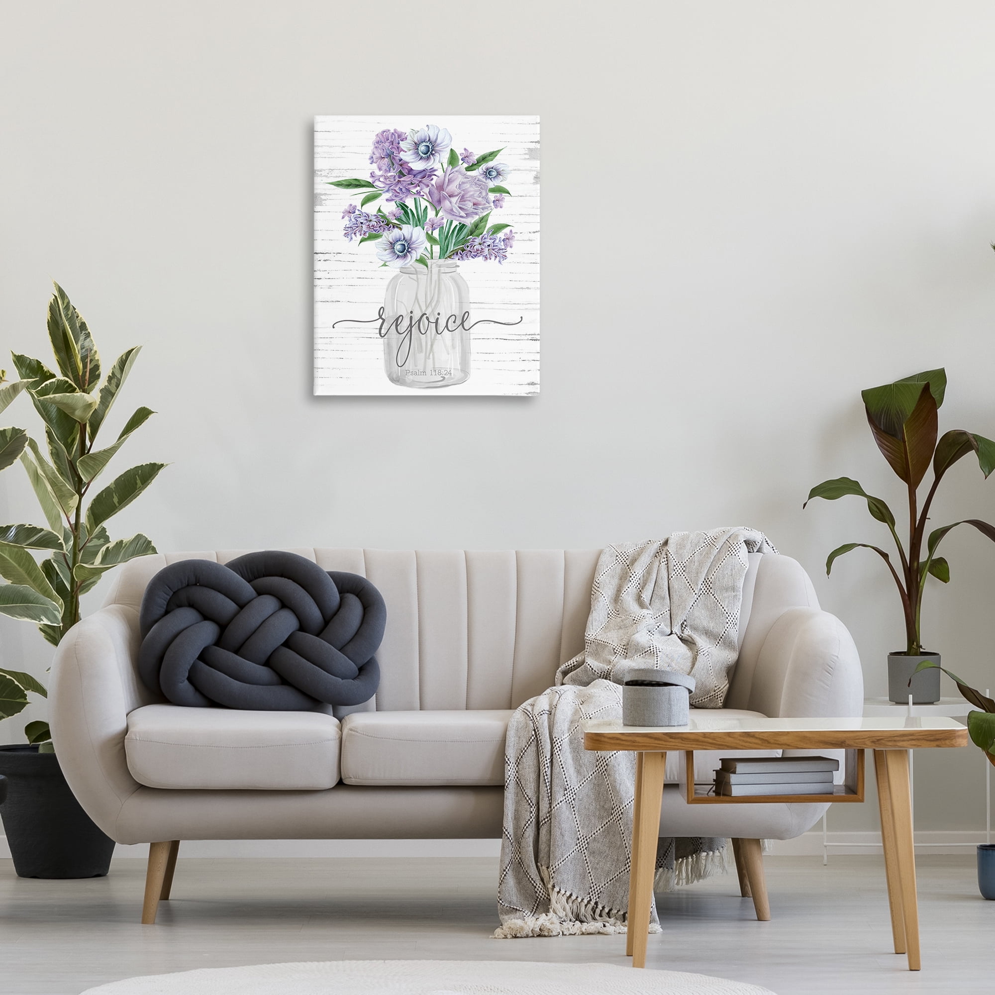 Stupell Industries Purple Rejoice Bouquet Religious Painting Gallery Wrapped Canvas Art Print Wall Art, 24 x 30