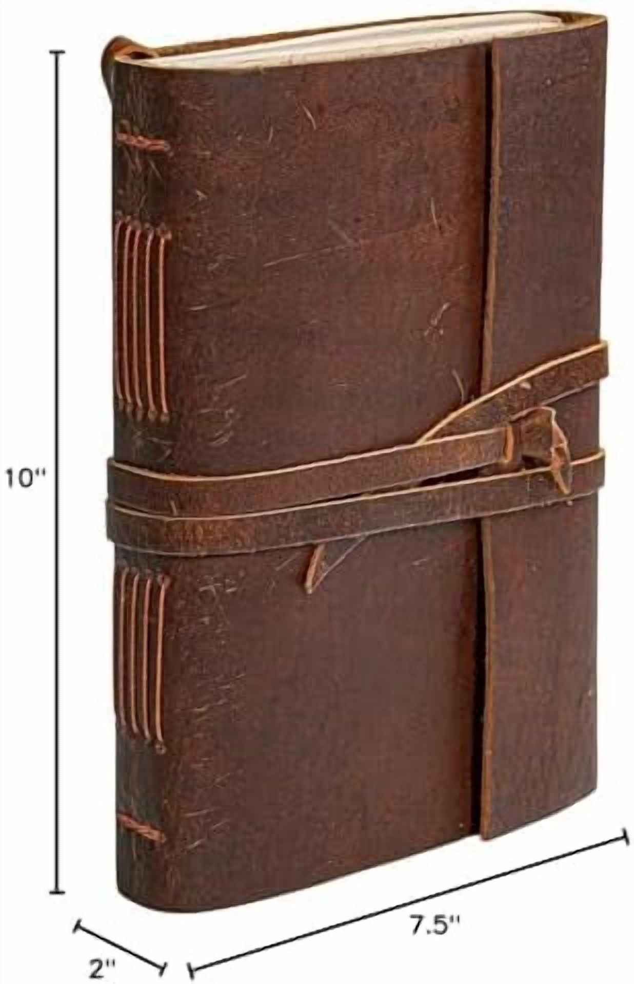 Hasako Leather Journal Notebook - Rustic Handmade Vintage Leather Bound Journals for Men and Women - Antique Craft Unlined Paper 300 Pages, Leather Book Diary Pocket book To Write In (7.5" x 10"