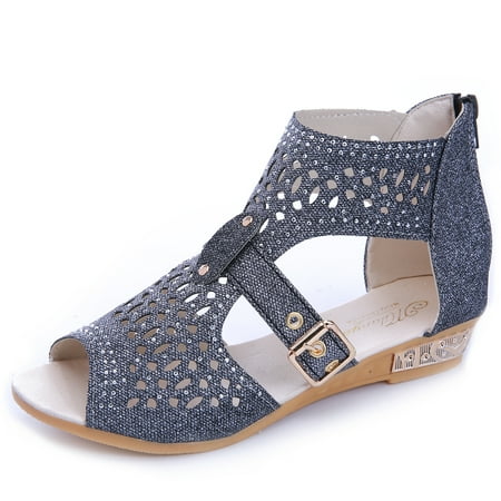 Women Gladiator Wedges Sandals Hollow High Heels Shoes