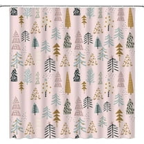 Christmas Tree RV Shower Curtain Pink Xmas Tree Abstract Forest Winter Holiday Festival Teens Small Stall Bathroom Home Curtain with Hooks,36" Wx70 H