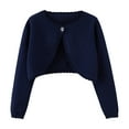 thumbnail image 2 of ATOGUTA Cardigans for Girls Dark Blue Kids Button Closure Knitted Shrug Cropped Sweaters Tops Size 18M-14, 2 of 5