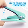 thumbnail image 3 of TACYKIBD Single Hole Puncher Handheld 1/4 Inches Hole Punch, 20 Sheet Paper Punch Capacity Metal Hole Puncher with Skid-Resistant Base for Paper, Chipboard, Art Project, Green, 3 of 7
