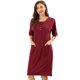 thumbnail image 1 of Camisa de dormir elegante frontal con botones de mangas cortas para mujer con camisón de dormir con bolsillos Vino tinto M, 1 of 6