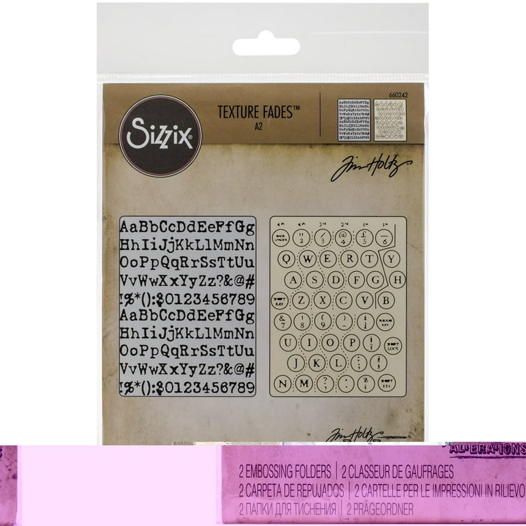 Sizzix Texture Fades A2 Embossing Folders, 2pk, Typewriter