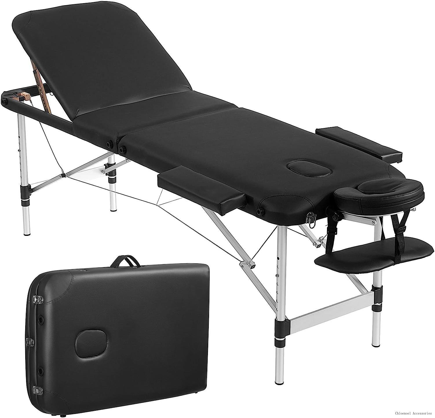 black massage table portable 3 folding aluminum lash bed with