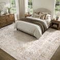 thumbnail image 2 of Lahome 9'x12'Washable Large Area Rug for Living Room,Neutral Boho Washable Area Rug 9x12 Non Slip Modern Farmhouse Bedroom Carpet Stain Resistant Low Pile Print Floor Rug for Dining Office, Kahaki, 2 of 9