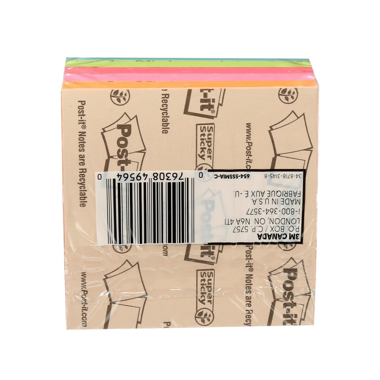 Post-it® Super Sticky Notes 654-5SSMIA-C RP, Miami Collection, Post-it Super Sticky Notes 654-5SSMIA-C RP