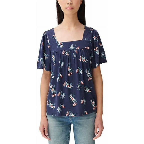 Lucky Brand Square Neck Shirt (Navy Floral, XL)