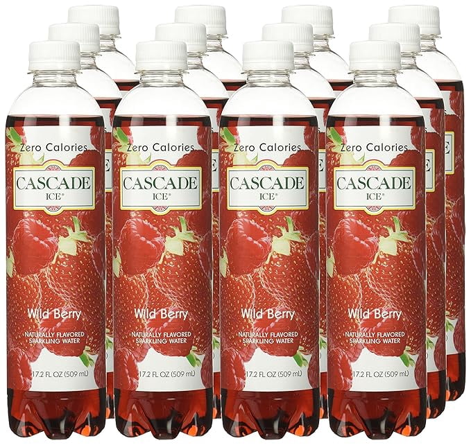 Cascade Ice Naturally Flavored Sparkling Water, Wild Berry, 17.2 Fl Oz (Pack of 12)