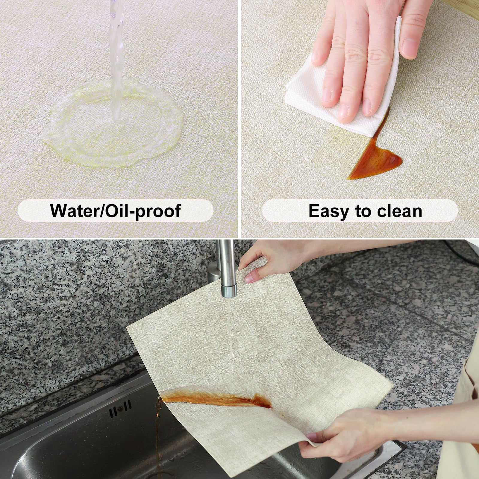 decorUhome Placemats Set of 6, Heat Resistant PU Faux Leather Table Mats, 11.8" x 17", Beige
