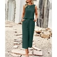 thumbnail image 2 of Women's Cotton and Linen blend 2-Piece Set: Sleeveless Crop Top & Wide Leg Pants  Summer Outfit Size Up for Relaxed Fit S-XL, 2 of 8