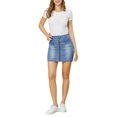 thumbnail image 2 of INSPIRE CHIC Women's Denim Skirts Zip Front Slim Fit High Waist Mini Jean Skirt XS Blue, 2 of 7