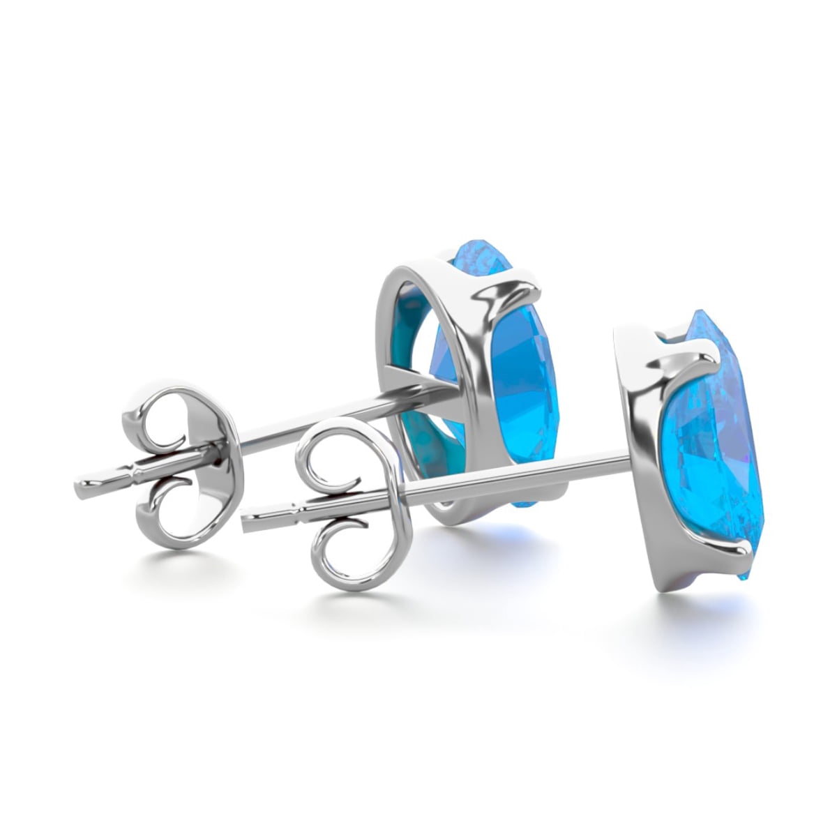 SuperJeweler 2 Carat Oval Shape Blue Topaz Stud Earrings In Sterling Silver For Women