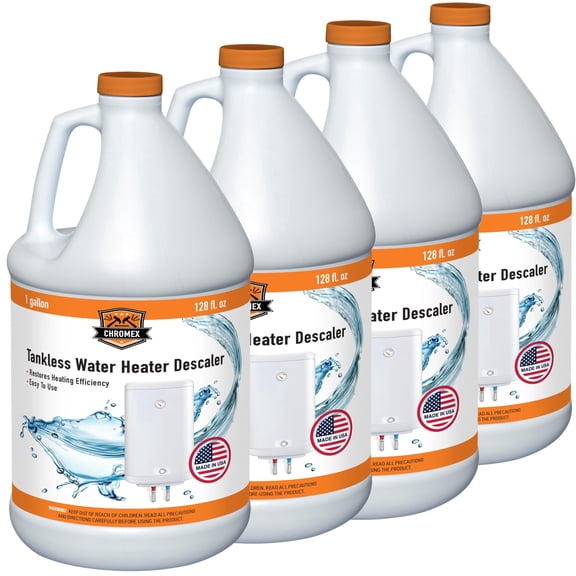 Chromex Tankless Water Heater Descaling Solution, Highly Effective Descaler, 4 Gallon Value Pack
