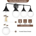 thumbnail image 4 of Bathroom Vanity Light 4-Lights Bathroom Lighting Fixtures Over Matte Black Wall Sconces with Frosted Globe Glass for Hallway Restroom, 4 of 8