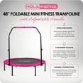 thumbnail image 3 of HolaHatha 48" Folding Mini Fitness Trampoline with Adjustable Handle, Pink, 3 of 5