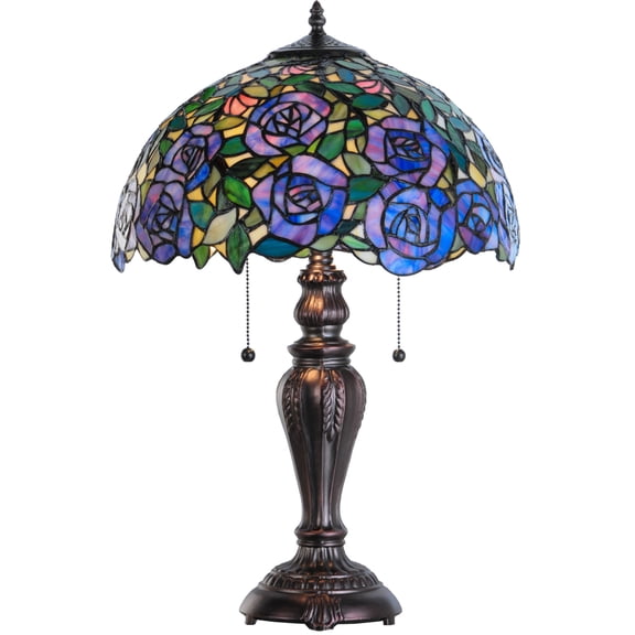 Meyda Tiffany 138584 Tiffany Rosebush 2 Light 24" Tall Hand-Crafted Table Lamp -