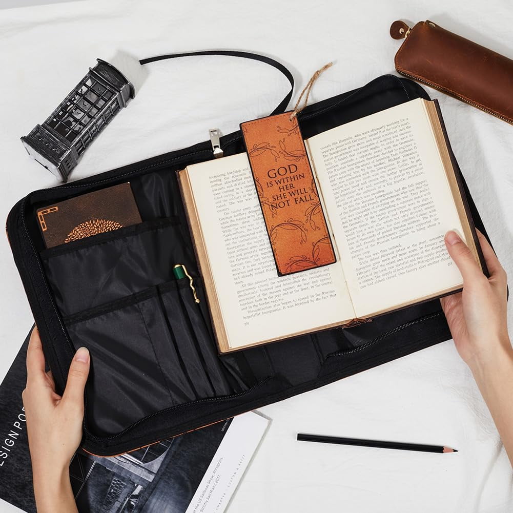 Bible Cases Fit 10.2 x 7.4 x 1.5In with PU Bookmark Book Cover Peru Books Sleeve Bibles Word Travelbook Wristlet Strap Covers Gifts for Friend Mixed Color